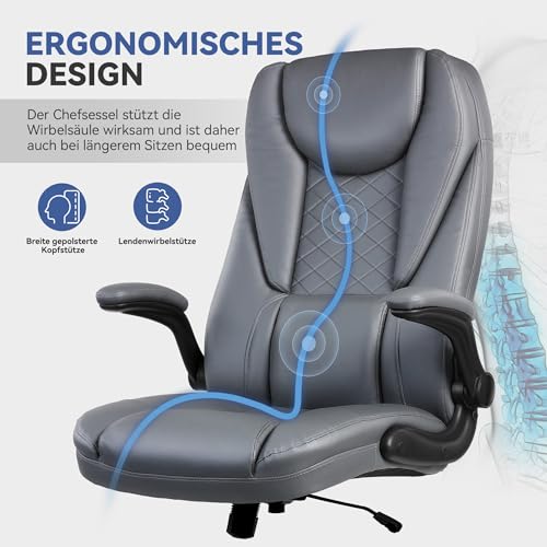 Guessky Chefsessel Bürostuhl, Hoher Rückenlehne Ergonomischer Bürostuhl mit gepolsterter...