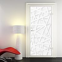 Vista 29 de KACOLOR Calcomanía 3D para puerta de dormitorio, sala de estar, baño, 2 calcomanías de pared, autoadhesivas, impermeables, extraíbles, murales