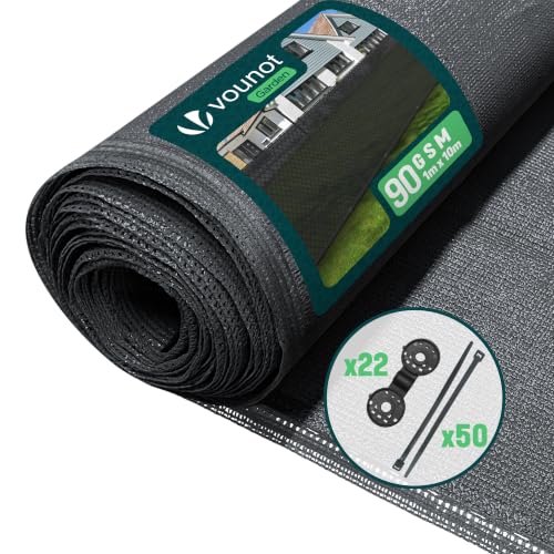 Image of vounot HDPE Blackout Privacy Screen with Clips and Clips for UV Rays Tear-Resistant and Wind Protection for Garden Balcony 1 x 10 m Anthracite