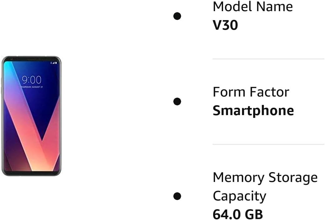 LG V30 Silver for Verizon 64gb - LTE - 6in QHD Plus FullVision Display, LTE, GSM (Renewed)