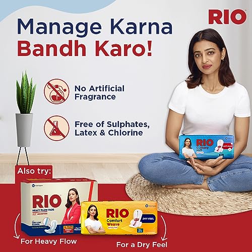 Image of RIO Sanitary Pads for women, Cottony Soft with Wings (XL) - (280mm, Pack of 24)