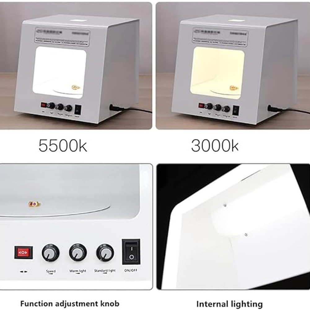ジュエリー撮影ボックス Amazon | BAOSHISHAN撮影ライトボックス 回転撮影ボックス 電動