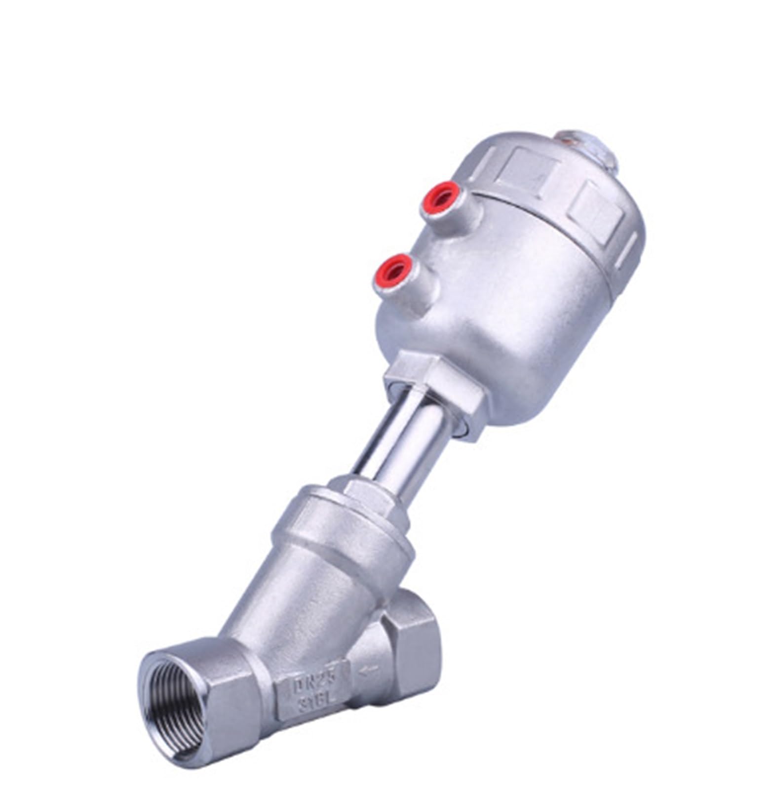 Vanne pneumatique DN50 acier inoxydable type Y filetage interne taraudé pour fluide