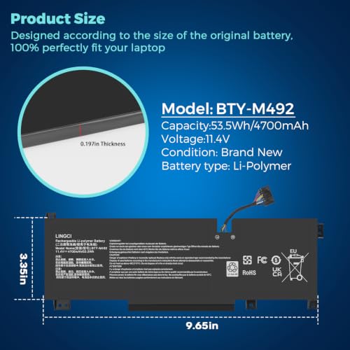 Image of BTY-M492 Battery Replacement for MSI Sword 15 A11UD A11UE A11SC Bravo 15 B5DD Katana GF66 GF76 11UC 11UD 11UE 11SC 12UD 12UE 12UG 12UGS 12UX WF66 WF76 11.4V 4700mAh