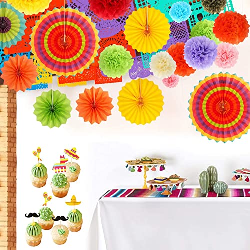 Dunchaty 1PSCW-6-44P-CDM-MIX-7-MEXN 46Pcs Mexican Themed Party Decorations thumb #7