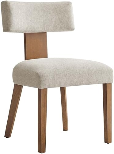 Miniatura 4 de Modway Nalani - Juego de 2 sillas de comedor sin brazos en tejido jaspeado, color marfil oscuro, sillas auxiliares contemporáneas con patas de