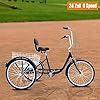 SZPLLZY 24'' Black Adult Tricycle 3-Wheel Bike 6 Speed Cruise Trike Bicycle with Rear Basket and Seat Back Aluminum Tricycle Cruiser Bike for Adult Man Woman, Elder People Use #4