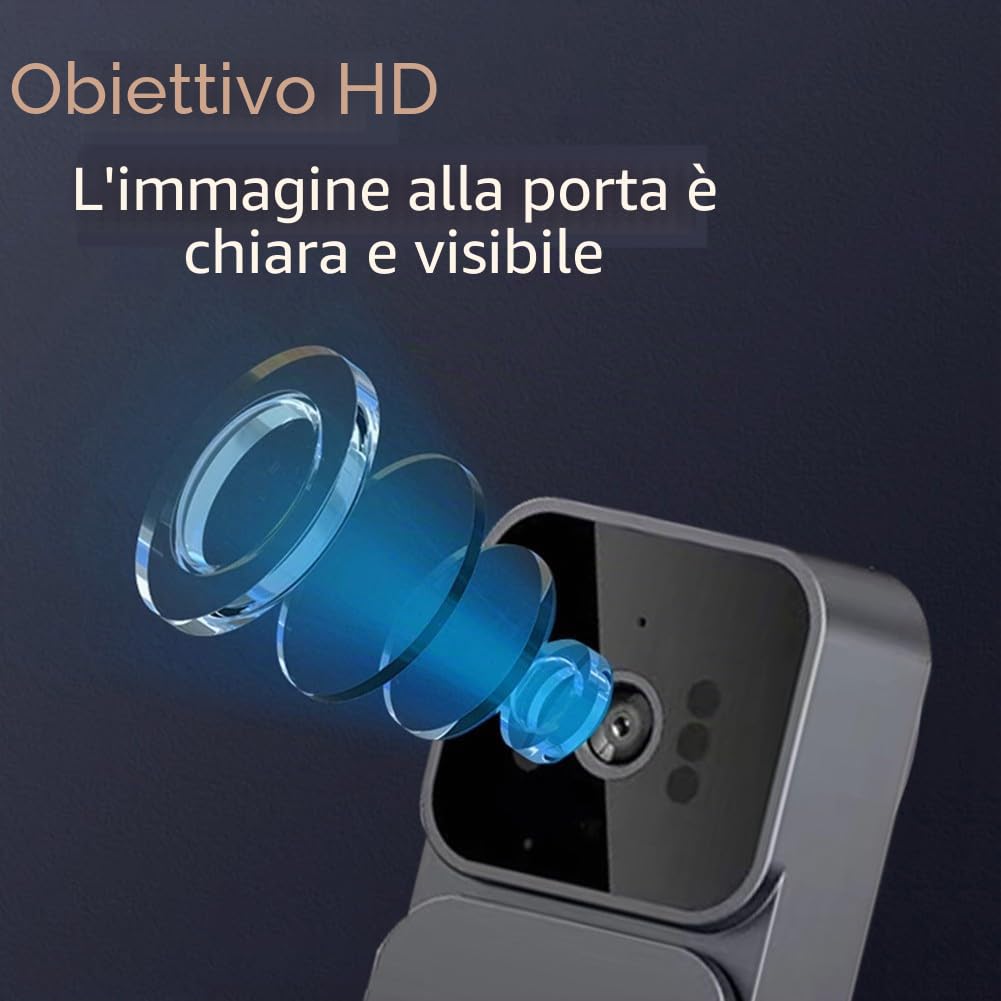 Videocamera per campanello senza fili, telecamera per campanello con monitor, di videocitofono con schermo da 4,3 pollici Videocitofono per campanello di sicurezza del telefono