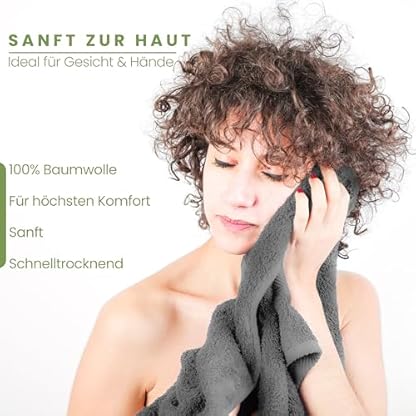 Julido Handtuch Set – 4er Pack – Flauschige Handtücher 50x100 cm (Anthrazit), 100% Baumwolle, Hochsaugfähig, Weich & Strapazierfähig, Öko-Tex Zertifiziert – Bild 5