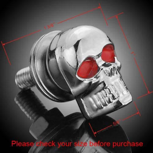 4X 6mm DIY 3D Design Decoration Chrome Skull Red Eye License Plate LIC Tag Frame Bolts Set Universal Fit Car Light Truck