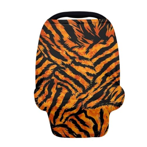 Image of Coldinair Tiger Skin Print Car Seat Cover for Babies Girls Nursing Cover,Soft Stretchy Infant Carseat Canopy,Shopping Cart /High Chair /Stroller Covers