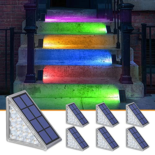 Image of NIORSUN Solar Step Lights,6 Pack RGB Solid Color Changing Solar Stair Lights Outdoor Waterproof IP67 Auto On Off,Solar Lights for Steps,Stair,Patio,Yard,Porch,Front Door,Deck Decor