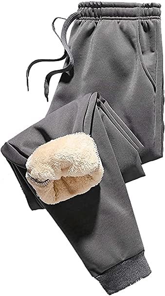 Męskie Ciepłe Joggery Z Podszewką Sherpa, Męskie Ciepłe Zimowe Joggery Z Podszewką Z Polaru, Męskie Spodnie Sportowe (Color : Schwarz, Size : L)