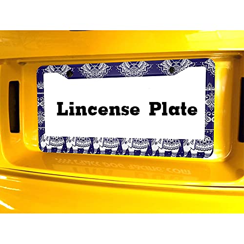 Beabes Blue Elephant License Plate Frame Paisley Novelty License Plate Frame Lotus Flower Animal Funny License Plate Cover Car Tag Holder Metal License Plate Frame For Us Vehicles Standard #TOP5