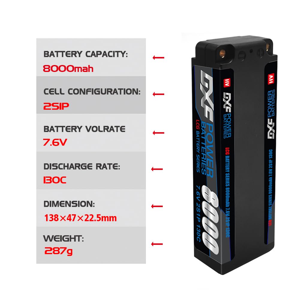 DXF Lipo-accu, 2 verpakkingen, 2 stuks, krachtige 2s lipo
