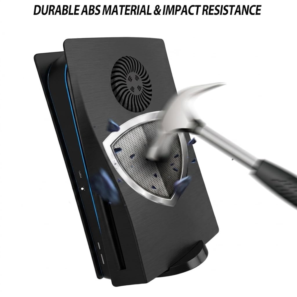 für PS5 Disc Edition Faceplate, Anti-Scratch staubdichtes Gehäuse Ersatz, Cover Skin fit für PS5 Konsole (CD-ROM) mit Kühlungsöffnung, Platten für P5 Zubehör, Einfache Installation - Schwarz