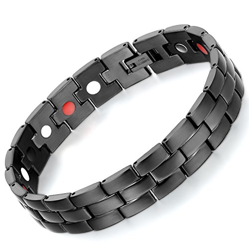 Flongo Mens 12MM roestvrij staal vlek brede horloge band ketting armband