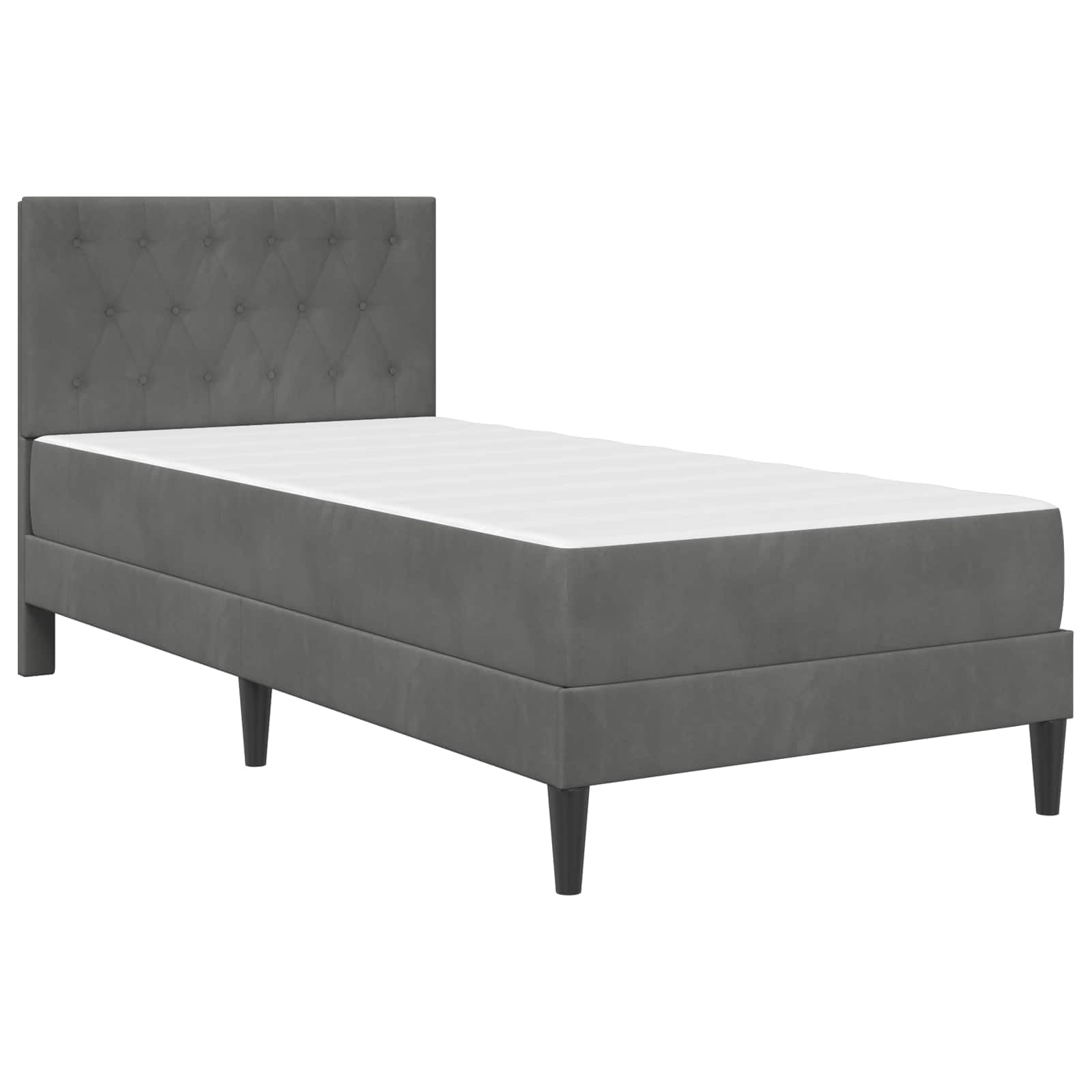 Rama łóżka z materacem, ciemnoszara, 90 x 190 cm, aksamitna, ergonomiczna, oddychająca, z wytrzymałym stelażem, miejscem do przechowywania, nakładka z pianki memory, idealna dla gości i