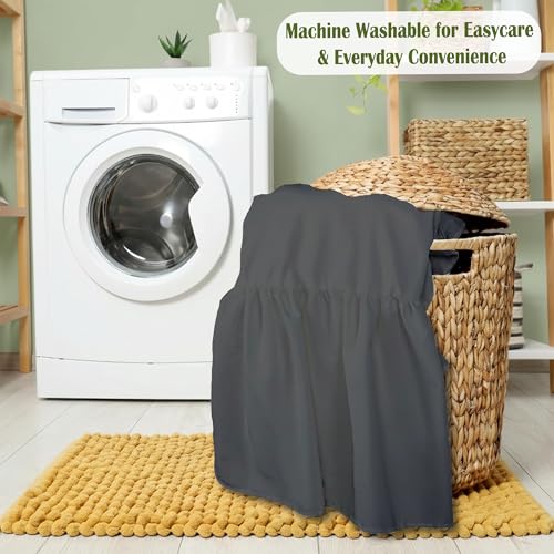 Image of Luxury Crib Bed Skirt 28 inch x 52 inch with 14 Inch Drop Soft & Breathable Dust Ruffle Fits Standard Crib and Toddler Bed Nursery Microfiber Fabric Ruffle Bed Skirt for Baby Boys or Girls Dark Grey Solid