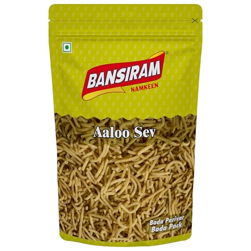 Image of Bansiram Aloo Sev | Authentic Indian Aloo Bhujia Namkeen | Crispy & Light Potato Snack | Delicious Spiced Ready-to-Eat Savory Snack | Perfect for Tea Time, Travel & Anytime Munching | 375g Pack