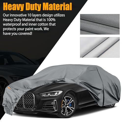 Image of Waterproof Premium Car Covers Replace for 2014-2025 BMW 4 Series, 10 Layers Heavy Duty All Weather Car Cover with Zipper Door, Windproof Bands for Snow Rain Dust Protection