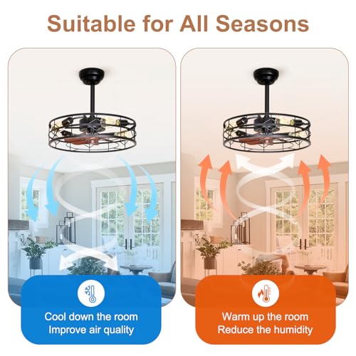 TCL 20" Black Caged Downrod Ceiling Fan with Light & Remote - image 3