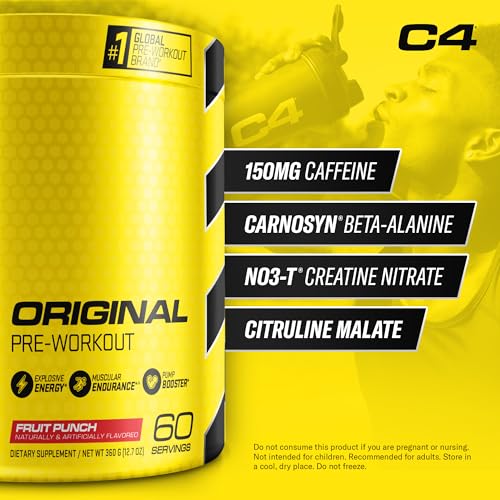 C4 Original Pre Workout Powder Fruit Punch - Vitamin C for Immune Support - Sugar Free Preworkout Energy for Men & Women - 150mg Caffeine + Beta Alanine + Creatine - 60 Servings - Image 3