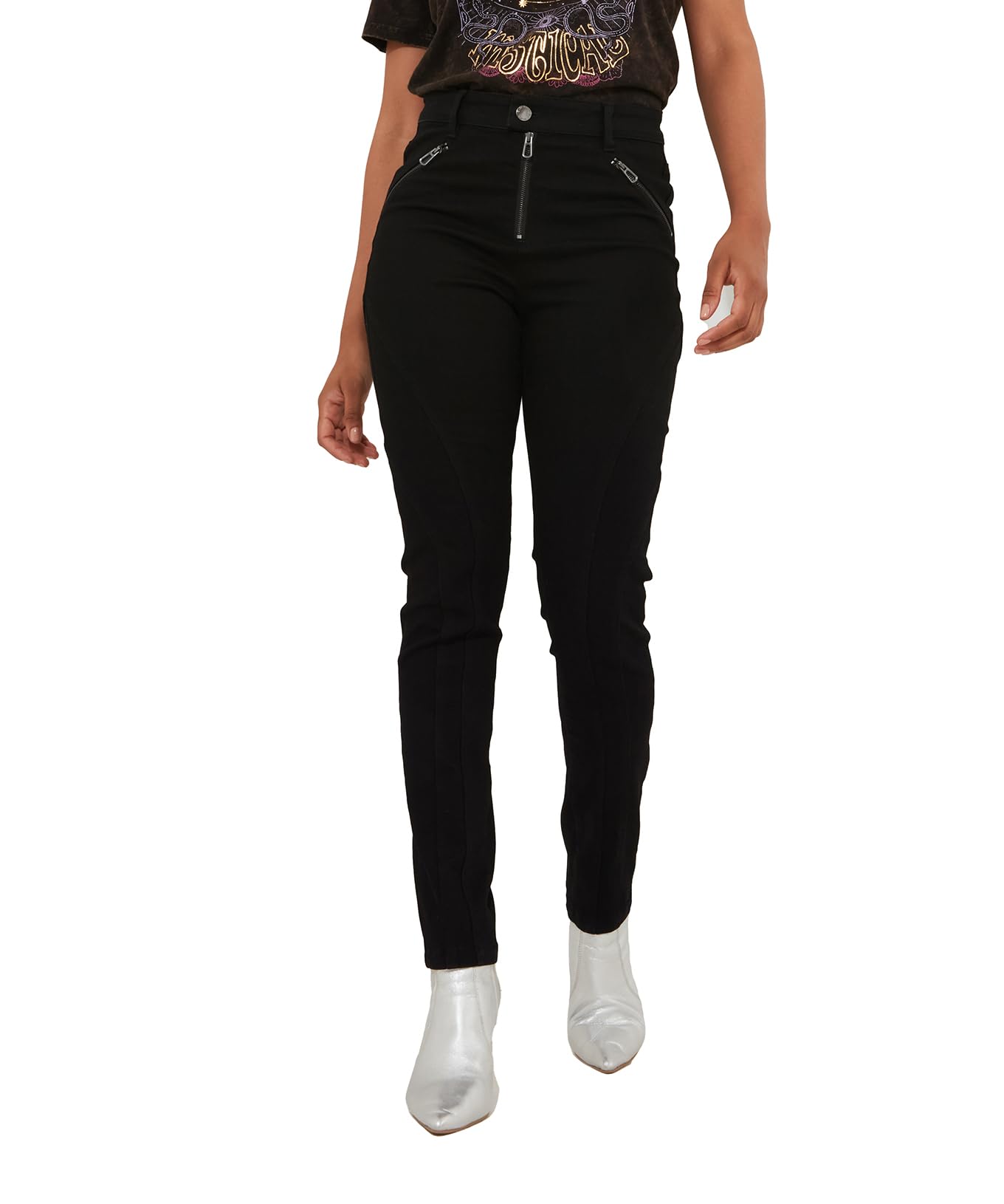 Joe Browns Women's Fashion Zip Detail Skinny Jeans, Slim Fit, Black, UK 10
