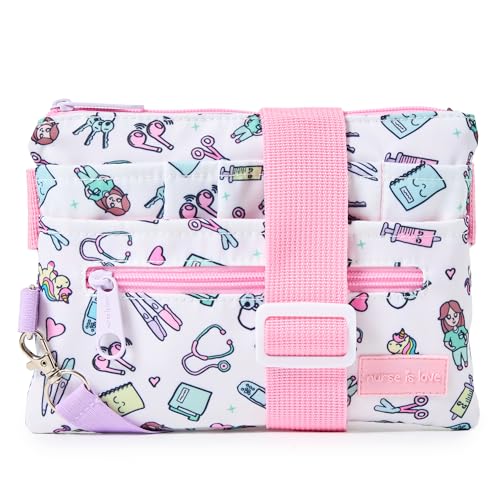 Nurse Is Love Riñonera Enfermera White con Mosquetón | Organizador, Bolsa de Mujer Varios Bolsillos | Coloca Tijeras Enfermeria | Regalos Original | Tcae Accesorios