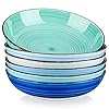 Vancasso bonita pasta bowls set of 6 38 oz shallow bowls ceramic pasta plates and salad bowls microwave dishwasher safe serving bowls blue  urban country home decor