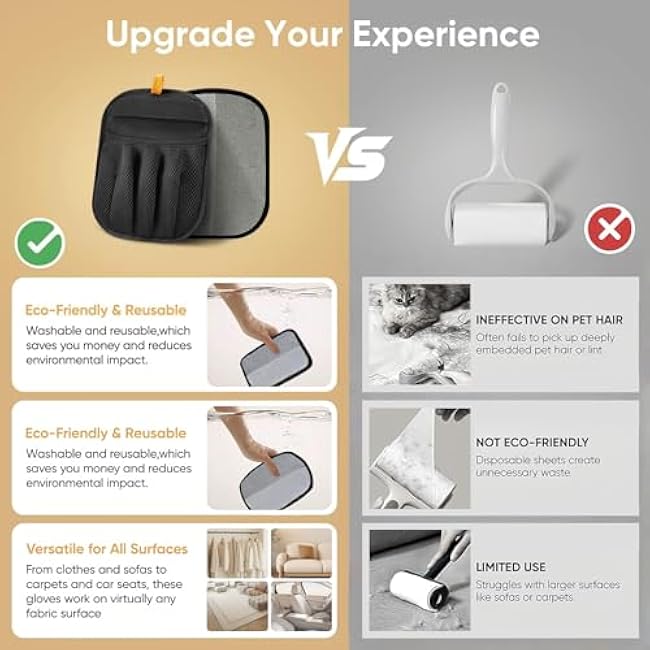 Pet Hair Removal Glove for Cats & Dogs Five-Finger Electrostatic Pet Hair Remover Glove for Clothing, Couch, Carpet, Furniture, Great Alternative to Pet Lint Roller-Jv8ZXkHM
