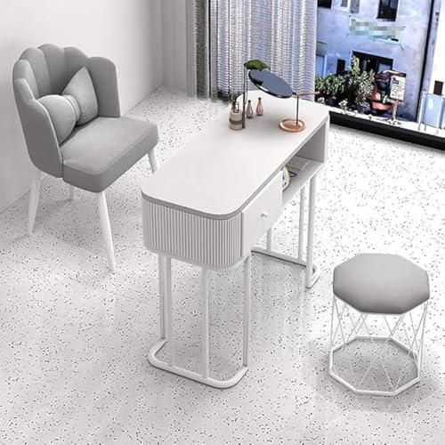 ネイルデスク,ネイルテーブル,マニキュア,ネイルメイク作業台 ワーク 会議 サロン アート,耐久性と安定性、 組み立てが簡単、お手入れが簡単 収納引き出し付き 家庭用、スパ、サロンなどに適しています(椅子は付属しません)(Wooden tabletop,8