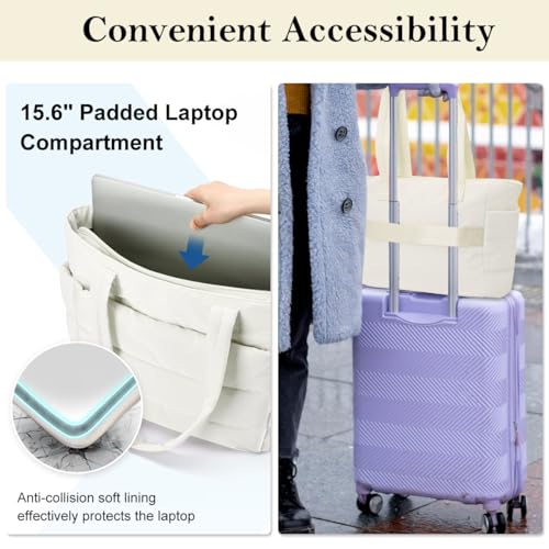Image of PALAY Tote Bag for Woman Lighweight Puffy Laptop Hand Bag Travel Quilted Women Handbags Carry-On Bags for Travel, Gym, Work, School