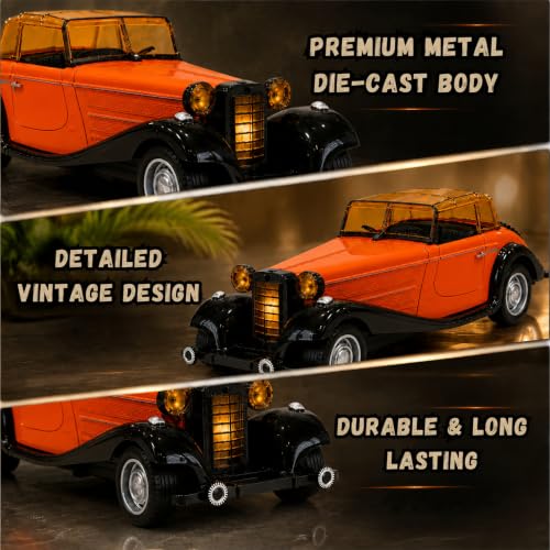 Image of GRAPHENE 1:32 Die Cast Metal Vintage Toy Car Pull Back Action Light Sound Openable Doors Detailed Interior Classic Retro Collectible Model Car for Kids Boys Girls Adults Car Collectors Birthday Gift