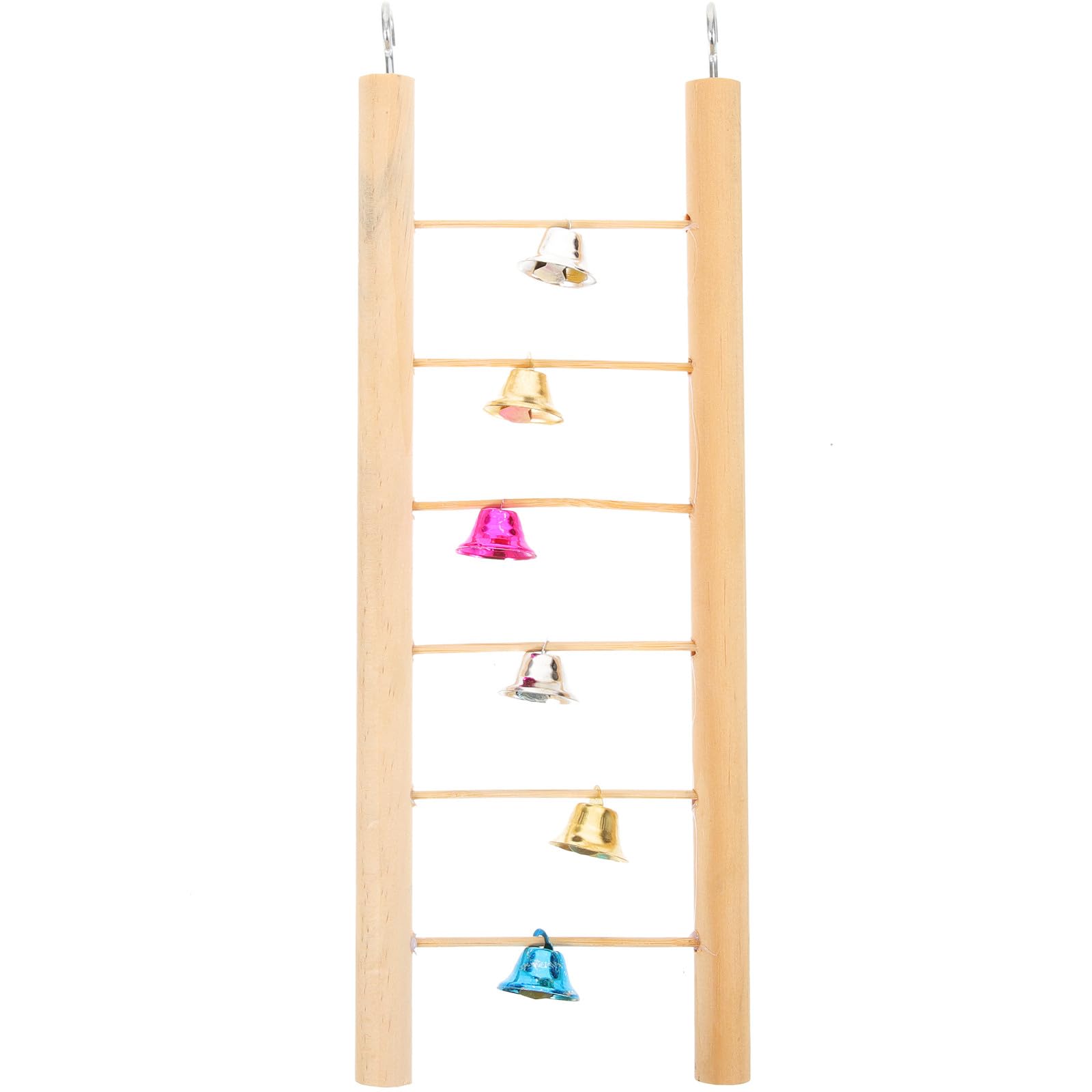 FOMIYES Wooden Parrot Climbing Ladder with Bells 25cm Budgie Step Ladder for Birdcage Hanging for Small to Medium Birds