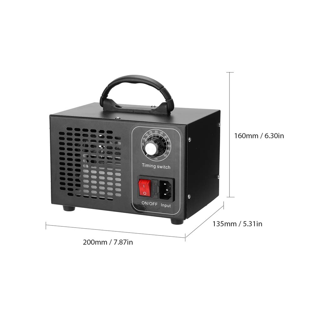 Generador de ozono, desinfección portátil Máquina ozonizadora Filtro de aire Purificador Temporizador Interruptor Equipo de esterilización para el hogar Coche Formaldehído,15g