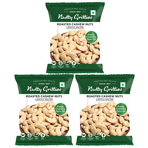 Image of Nutty Gritties Roasted Cashews, Lightly Salted (Pack of 3-21g Each), 63g