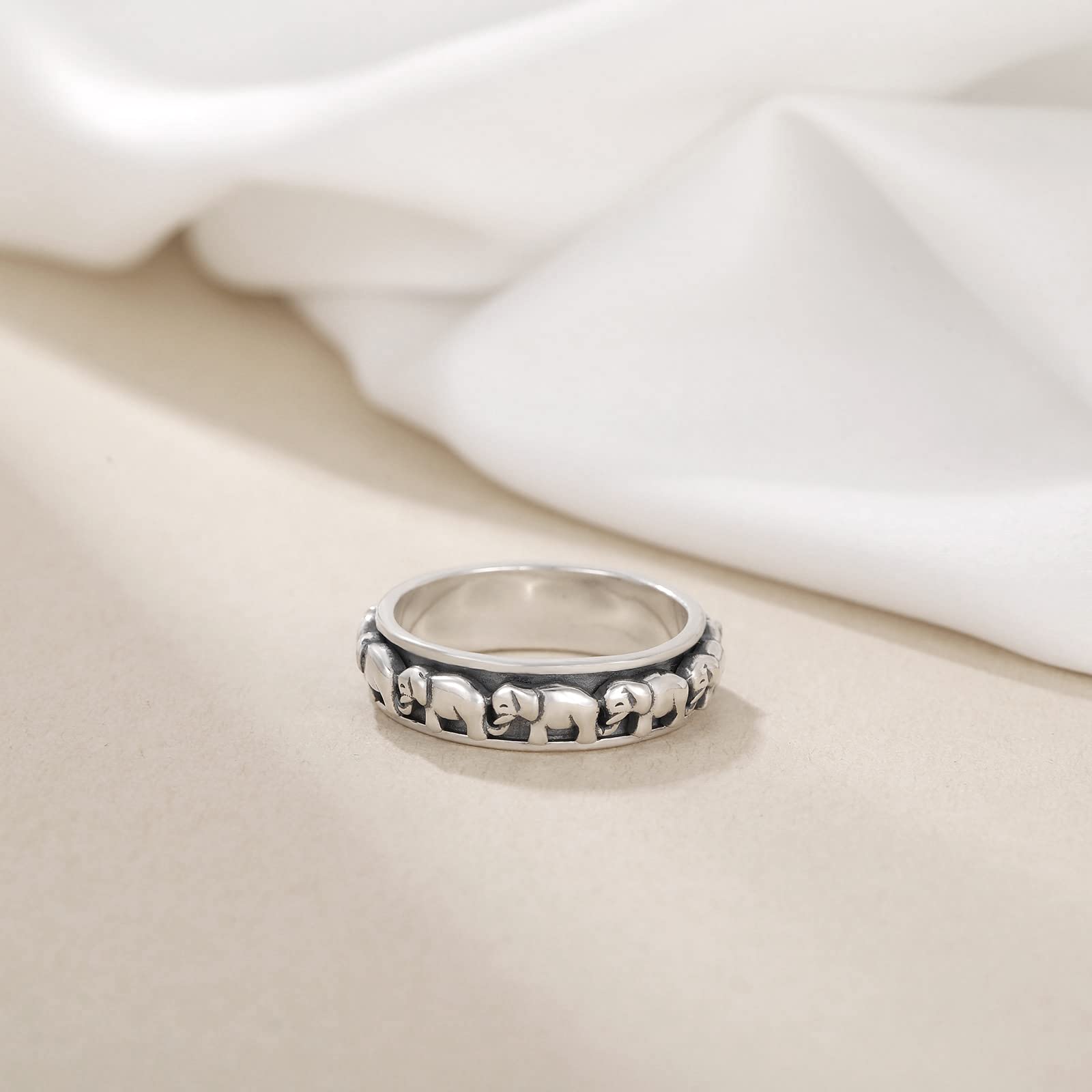 Fidget Ring Silber 925 Spinner Ring für Angst Frauen Stressabbau Elefanten Schmuck Geschenke für Frauen