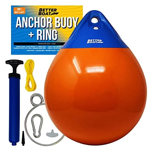 Anchor Bouy and Retrieval Ring 15" Vinyl Boat Buoy Balls Round Boat Mooring Buoys, Marker and Anchor Float Ball Floating Pick Up for Rope for Sea & Lake