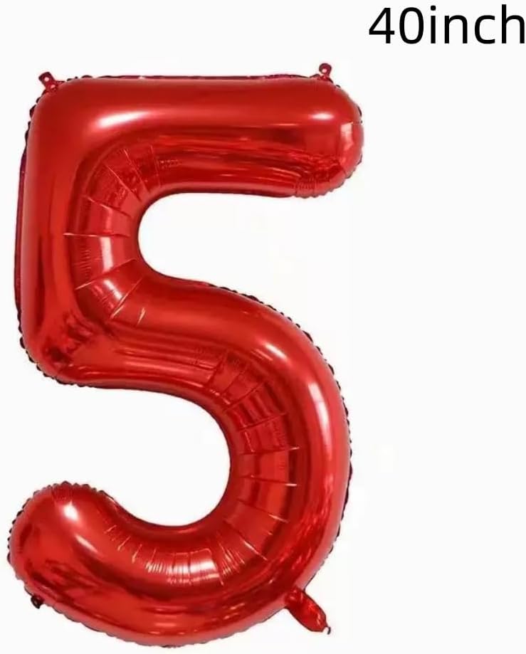 Firefighter Party Decorations Balloons 5,Fire Truck Balloons Number 5 Red for 5th Birthday Party Supplies ，Large Foil Fire Truck Balloon 5 Helium (Red 5) image 2