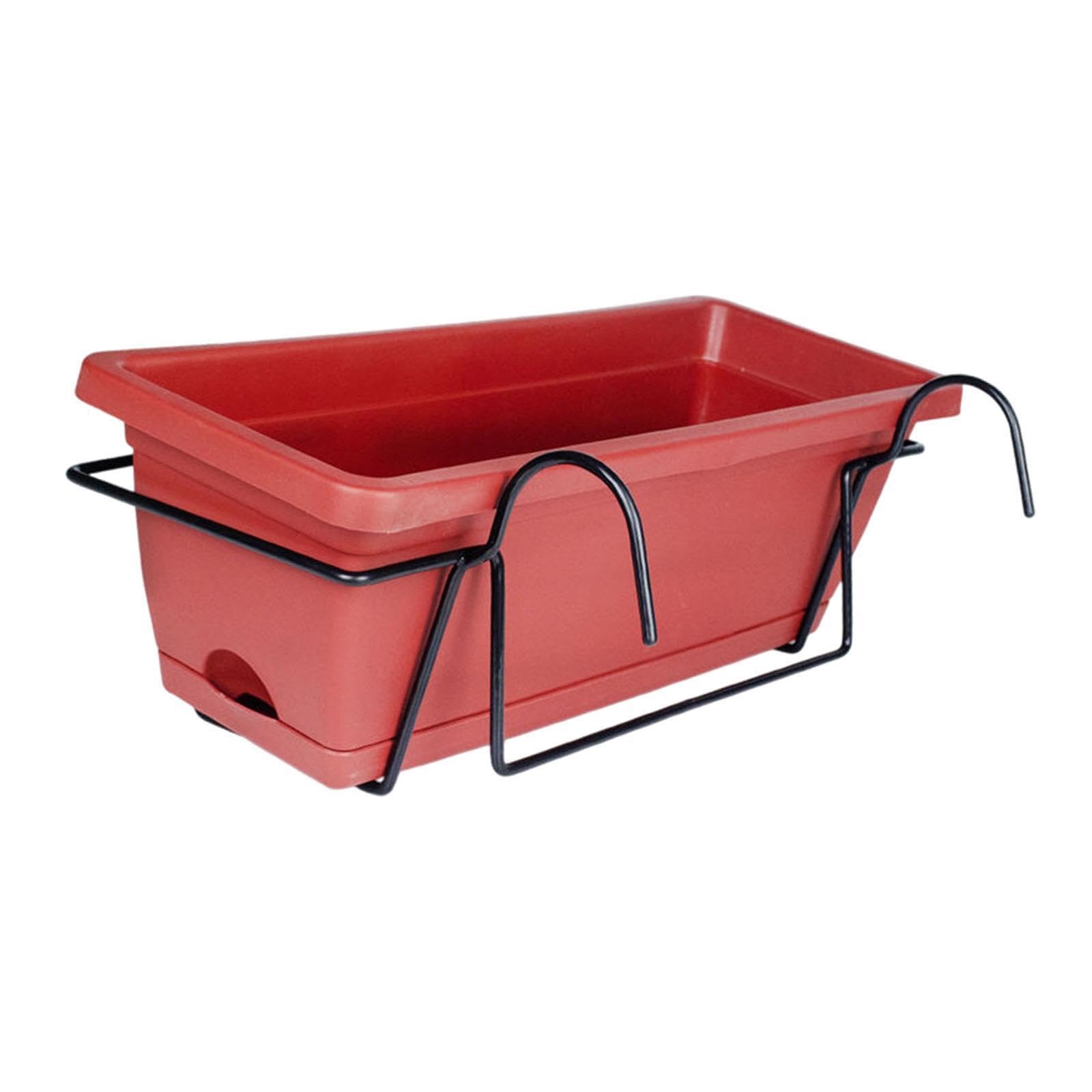 mophrati Rectangular Flower Window Box Fence Potted Stylish Way To Display Plants Featuring Removable Tray And User-Friendly Vegetable Planter Flower Plant Pot, red