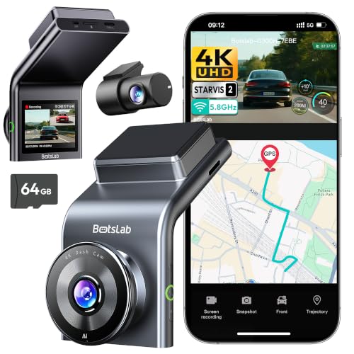 BOTSLAB G300H Plus 4K STARVIS 2 Dual Dash Cam Front and Rear...