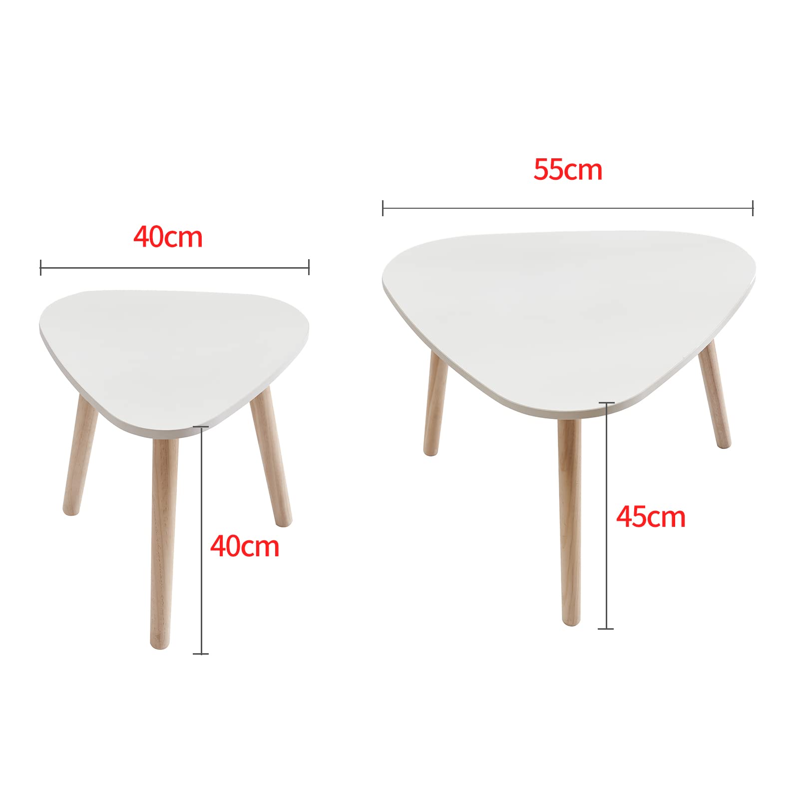 Set 2 Tavolini Da Caff&egrave; Sovrapponibili - Legno E Metallo Bianco/Oro - Per Soggiorno, Camera E Studio - Risparmio Spazio