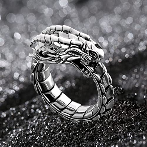 Punk Dragon Ring,Dragon Ring For Men,Gothic Rose Gold Dragon Head Ring Punk Stone Dragon Ring For Boys Hip Hop Retro Rock Dragon Animal Jewelry Size 6-12 (A, 11) #TOP7