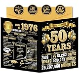 Benjia 50th Birthday Greeting Cards for Men Women, Born in 1976 UK Bday Card with Envelope, 50 Years Old Funny Birthdays Gift Card for Him Her Birthday Decoration Party Supply, Black Gold 20x25 cm - Image 1