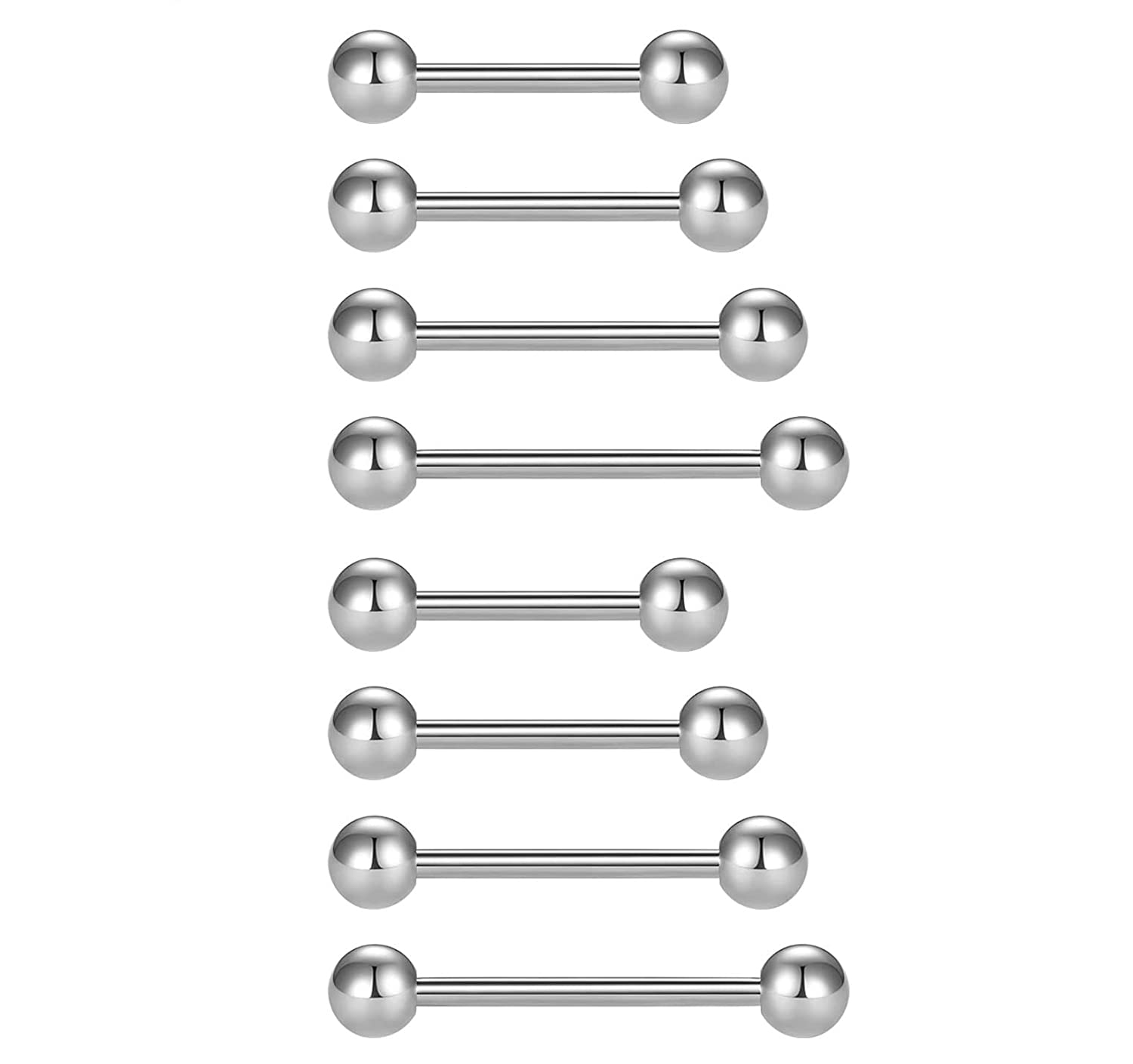 FECTAS5 unids 14 G Acero quirúrgico pezón piercing lengua Bar Set Body Piercing Joyería 12/14/16/18mm