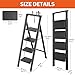 JOISCOPE 4 Step Ladder, Folding Step Stool with Tool Platform, 600lbs Portable Sturdy Steel Ladder with Wide Anti-Slip Pedal, Lightweight, Convenient Handgrip, Ergonomic Design, Black