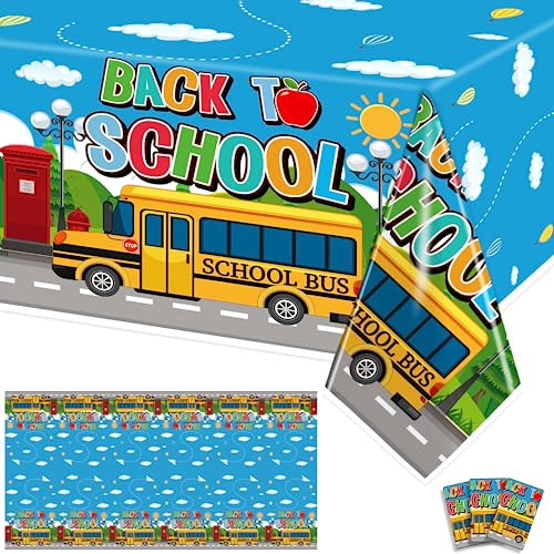 3 Pcs Back to School Tablecloth Plastic Table Cover for Party Supplies