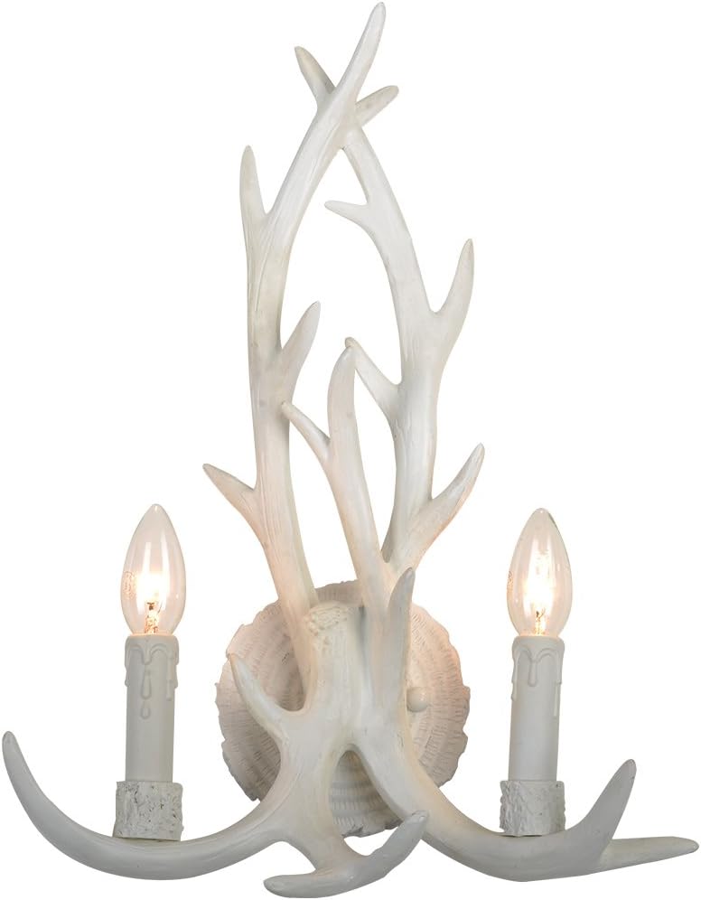 YHF Resin Antler Wall Sconce 2 Light 14.6" Diameter (White)