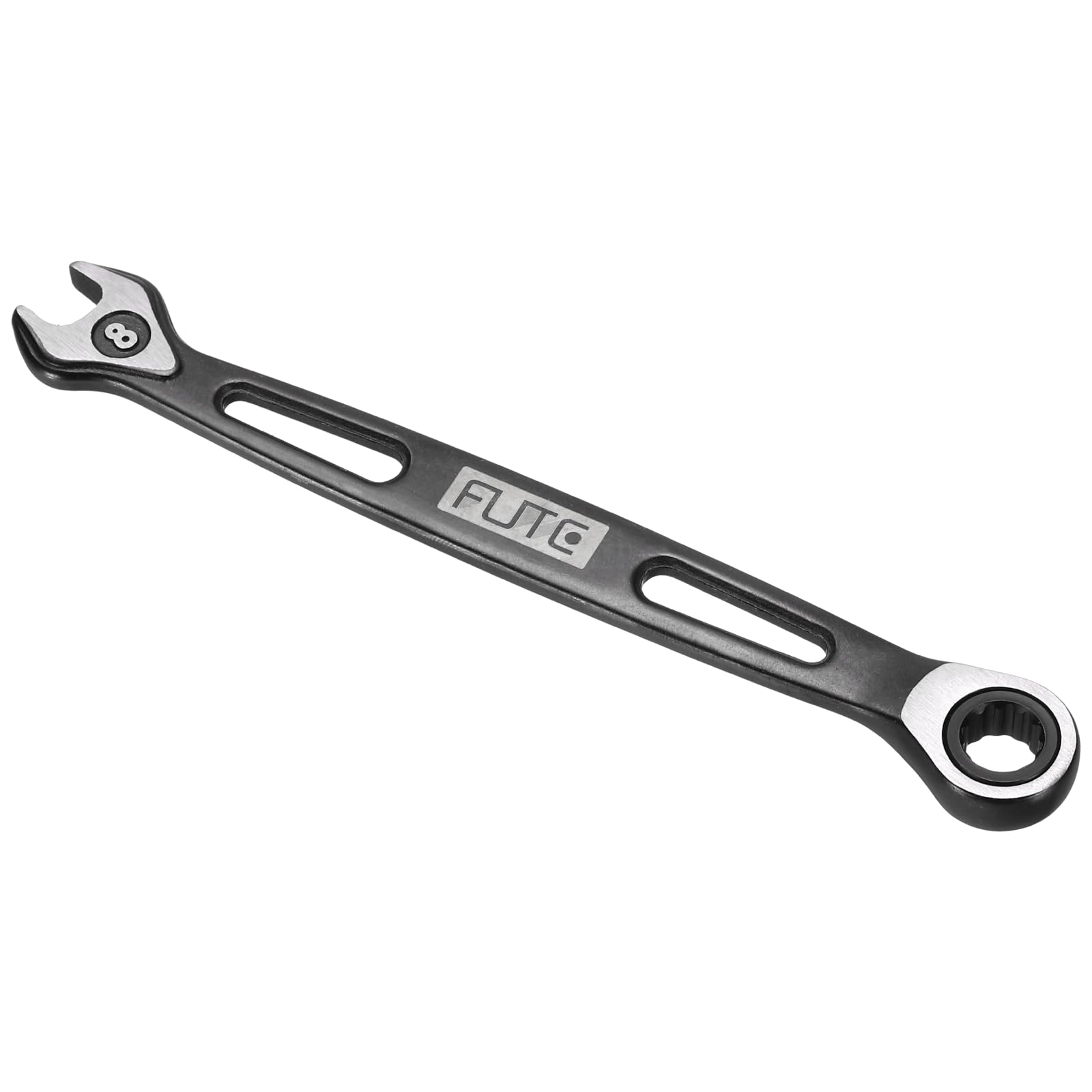 sourcing map Ratcheting Combination Wrench 8mm Stubby Wrench Metric High Carbon Steel Double 12-Point Box Open-Ended Ratchet Spanner Tool for Household Garage Workshop Auto Repairs, Black